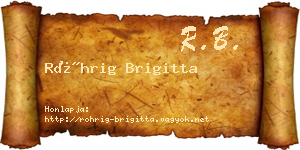 Röhrig Brigitta névjegykártya